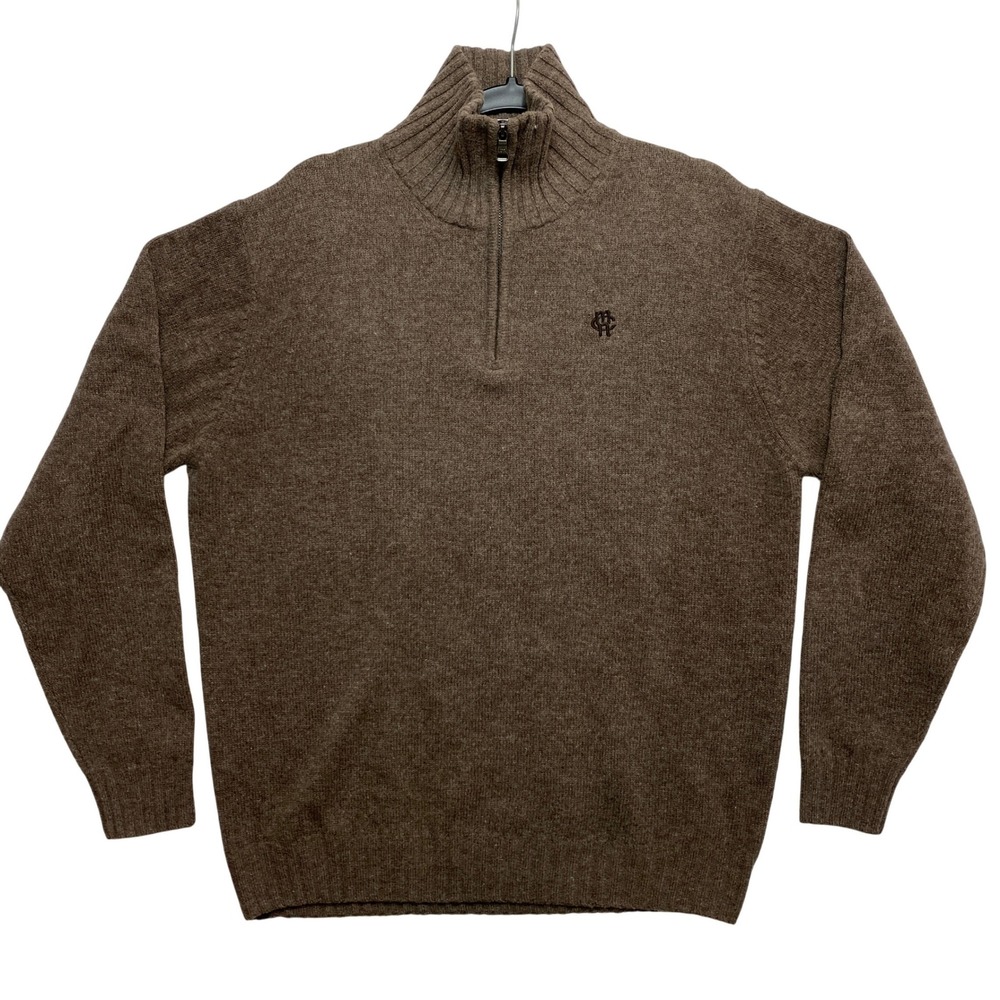 McNeal Wool Sweater Mens Large Brown Varden Quarter Zip Pullover